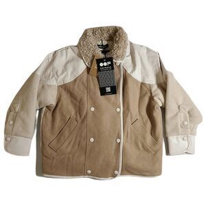 OOF WEAR Double Breasted‎ Coat Womens Medium 42 Faux Shearling Mixed-Media $498